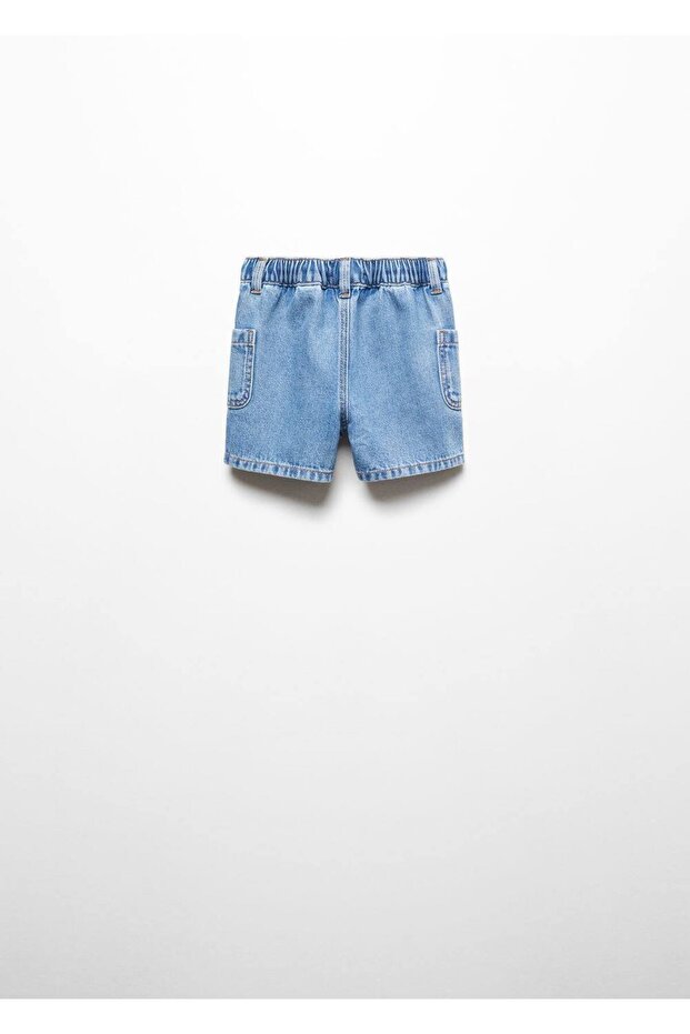 Beli elastik bermuda kot şort - 4