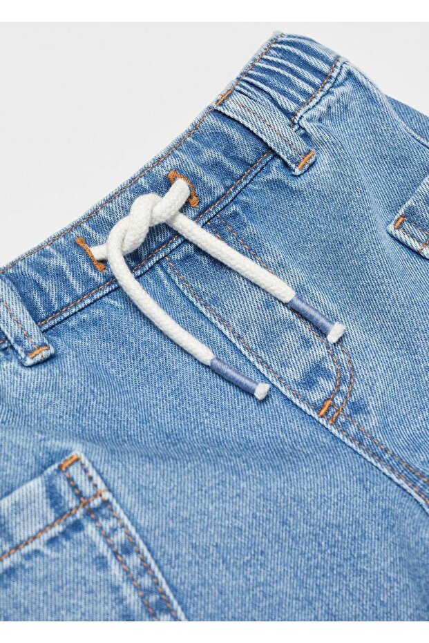 Beli elastik bermuda kot şort - 6