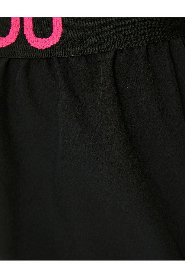 Slim Fit Slogan Baskılı Beli Lastikli Spor Şort - 6