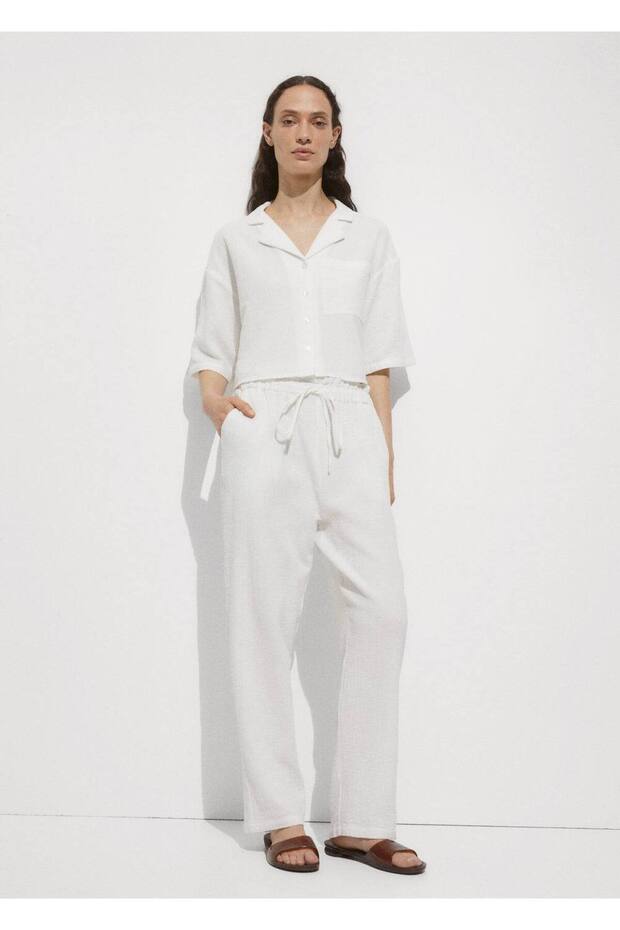 Beli elastik pamuklu pantolon - 2