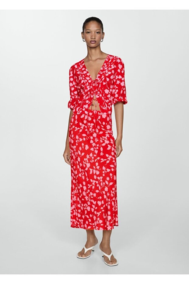 Gemusterte Bluse mit Bindedetail - 2