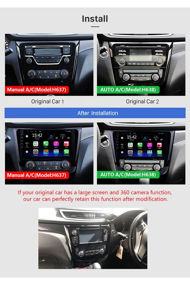 NISSAN QASHQAI DIGITAL A/C 2014+ MULTİMEDYA NAVİGASYON USB KAMERA CARPLAYER - 2