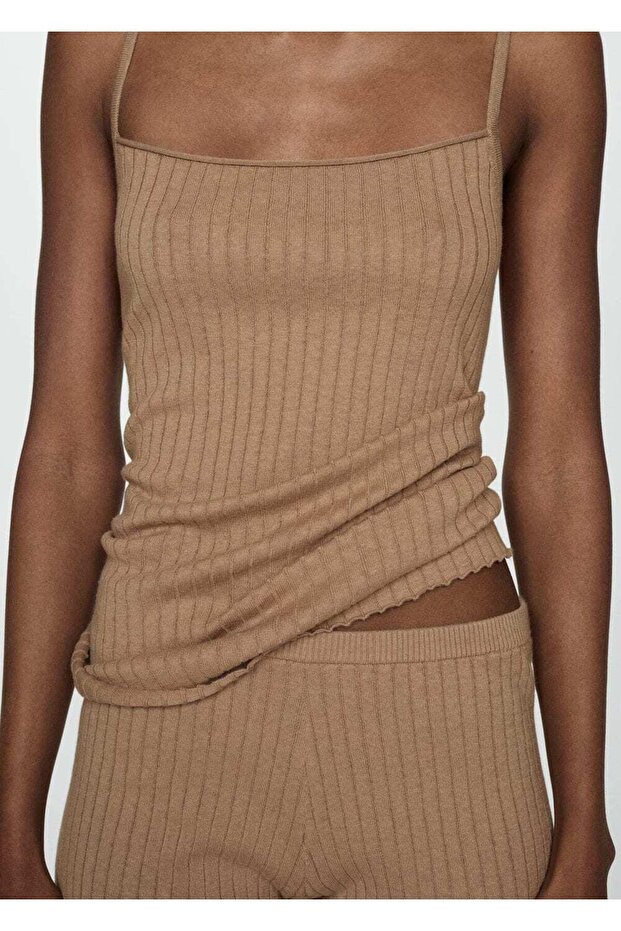 Askılı triko tişört - 1