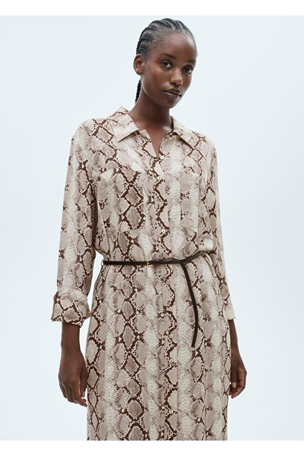 Hemdkleid mit Schlangenledermuster - 6
