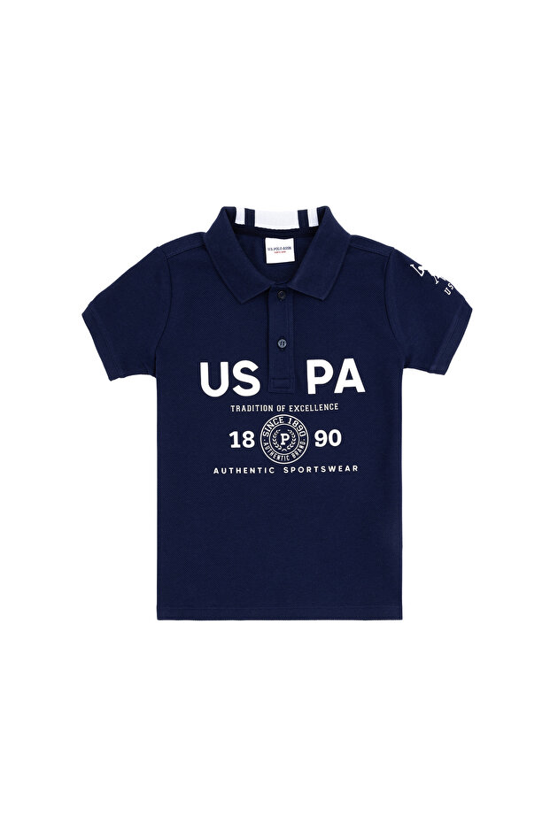 Boy's Navy Blue Polo Collar T-Shirt 50281550-Vr033