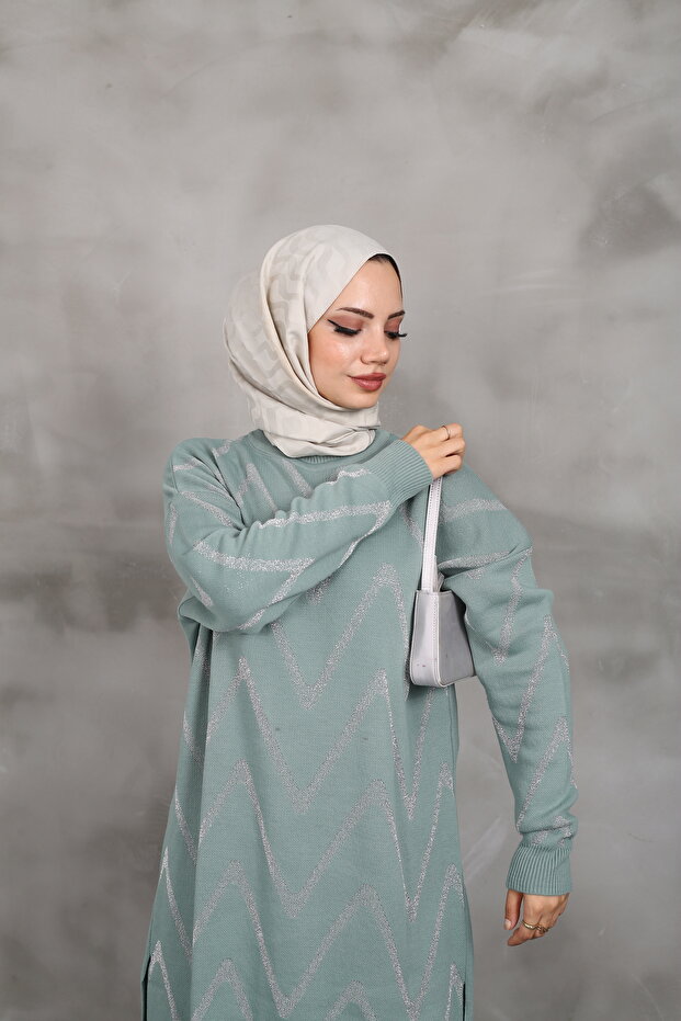 Simli Triko Tunik Pantolon Takım - 6