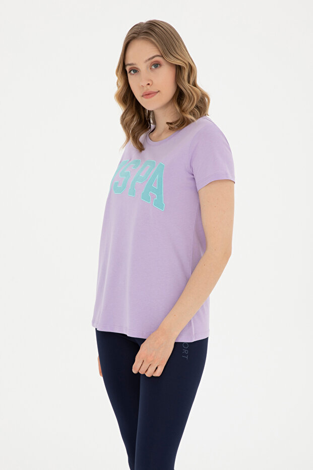 Women's Lilac Crew Neck Basic T-Shirt 50280036 -Vr034