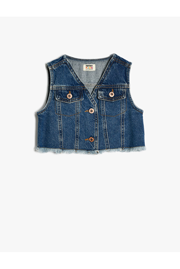 Biker Jacket Double-Breasted Collar Sleeveless Cotton
