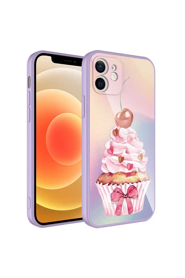 iPhone 12 Compatible Patterned Hard Silicone Zore Epoxy Case with Camera Protection-No11