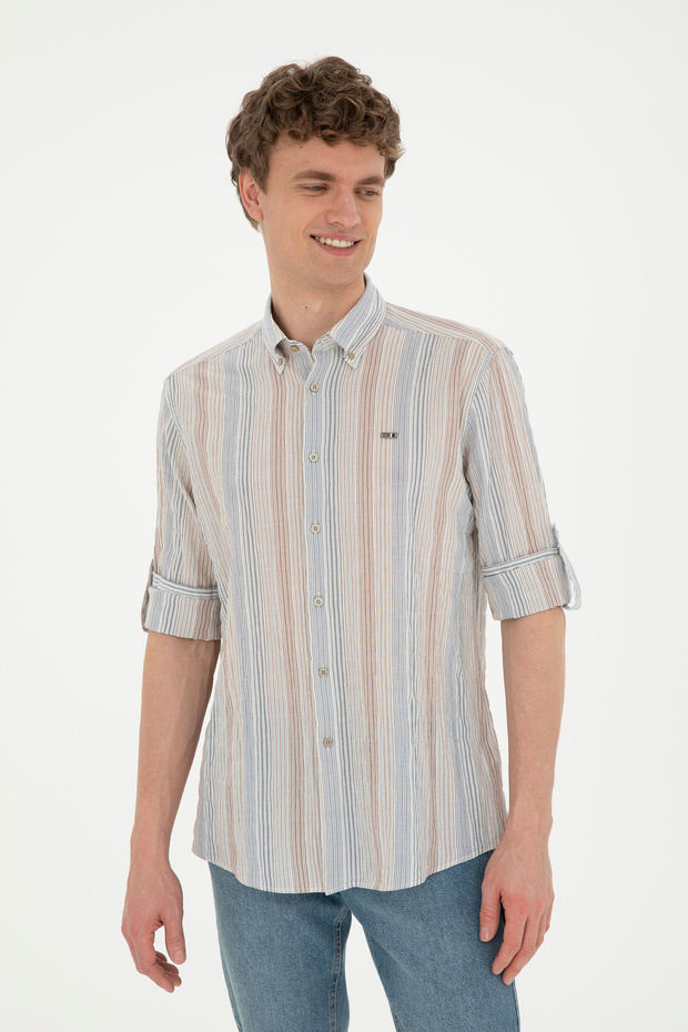 Men's Cobalt Blue Long Sleeve Shirt 50283698-Vr032