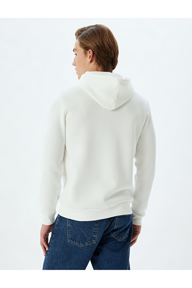 Şardonlu Pamuklu Basic Kapşonlu Sweatshirt - 4