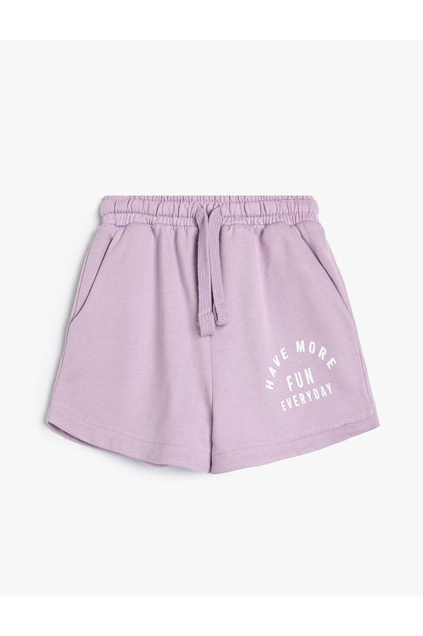 2'li Şort Sweatshirt Slogan Baskı Detaylı Pamuklu - 4