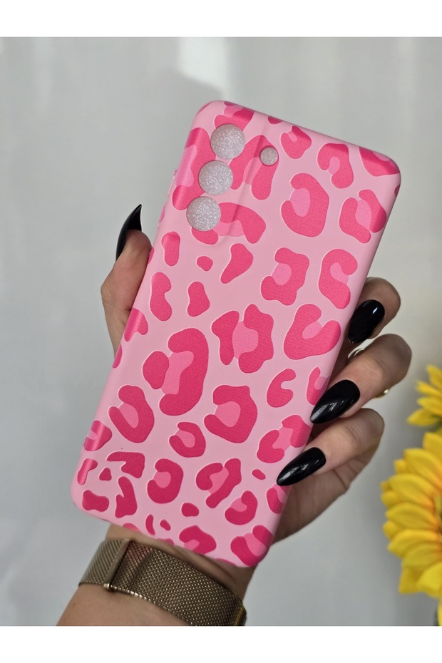 حافظة إطلاق مخملية داخلية متوافقة مع هاتف Samsung Galaxy S21 FE بنمط الفهد الوردي - 4