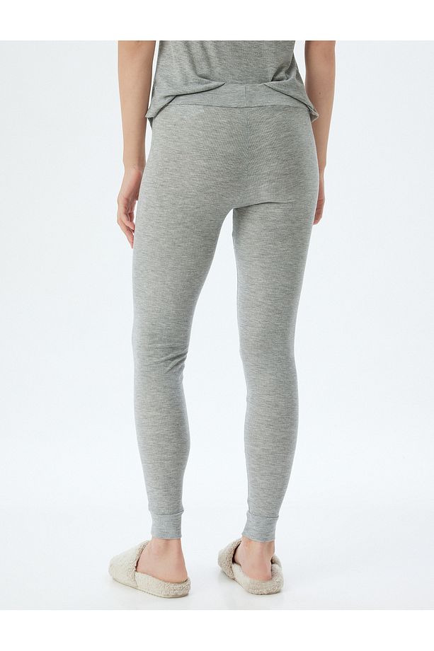 Pijama Altı Fitilli Örme Jogger Standart Bel - 4