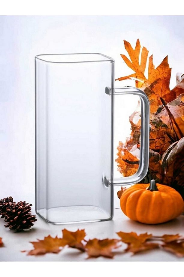 Yeni Stil  Kulplu Kare Cam  Kupa Nescafe, Latte, Kahve - 200 ml (2 Adet) - 3