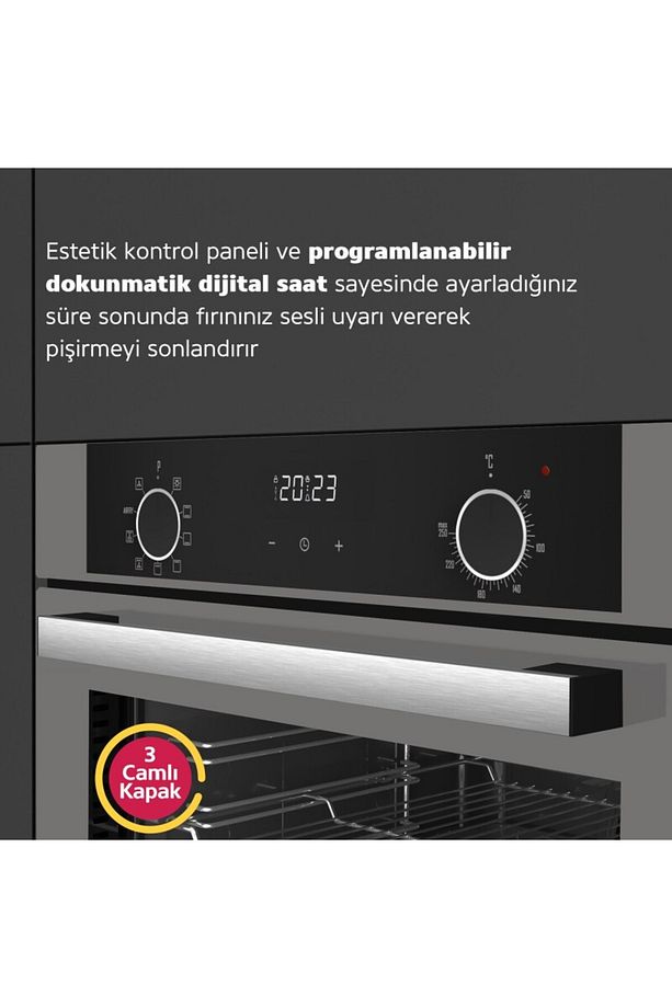 8217 Airfry 10 Programlı Gri Cam Ankastre Fırın - 4