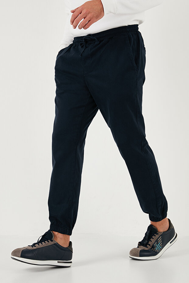 Stretch Cotton Regular Fit Elastic Leg Jogger Pants Men's Pants 674004