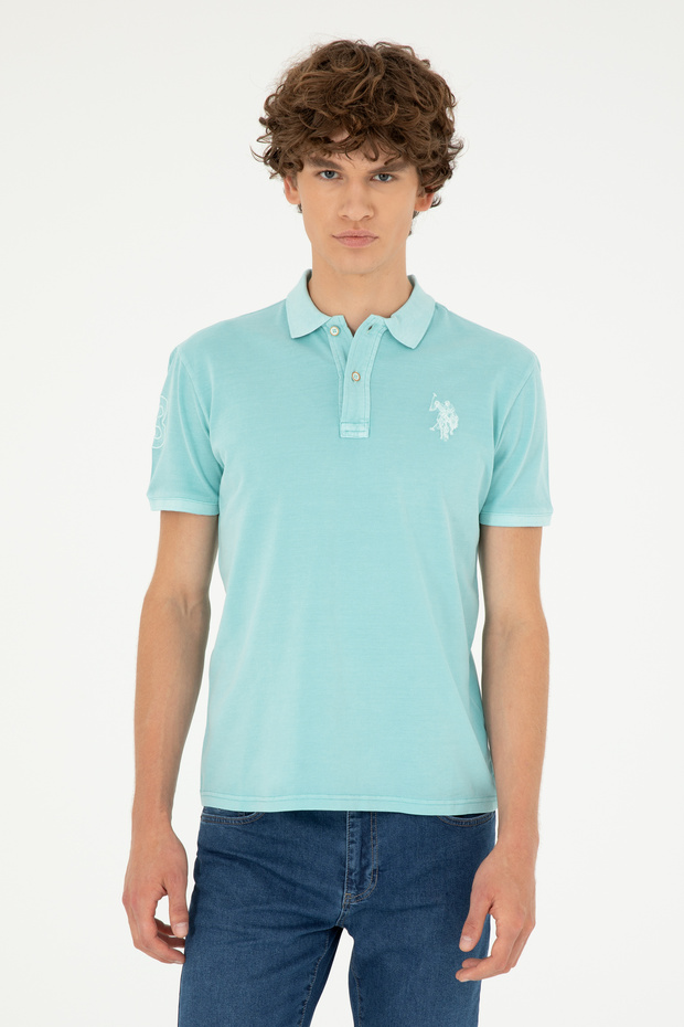 Men's Slim Fit Polo Neck Mint Basic T-Shirt 50279591-Vr090