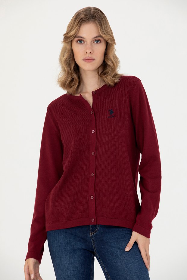 Women's Burgundy Basic Knitwear Cardigan 50276236-Vr014