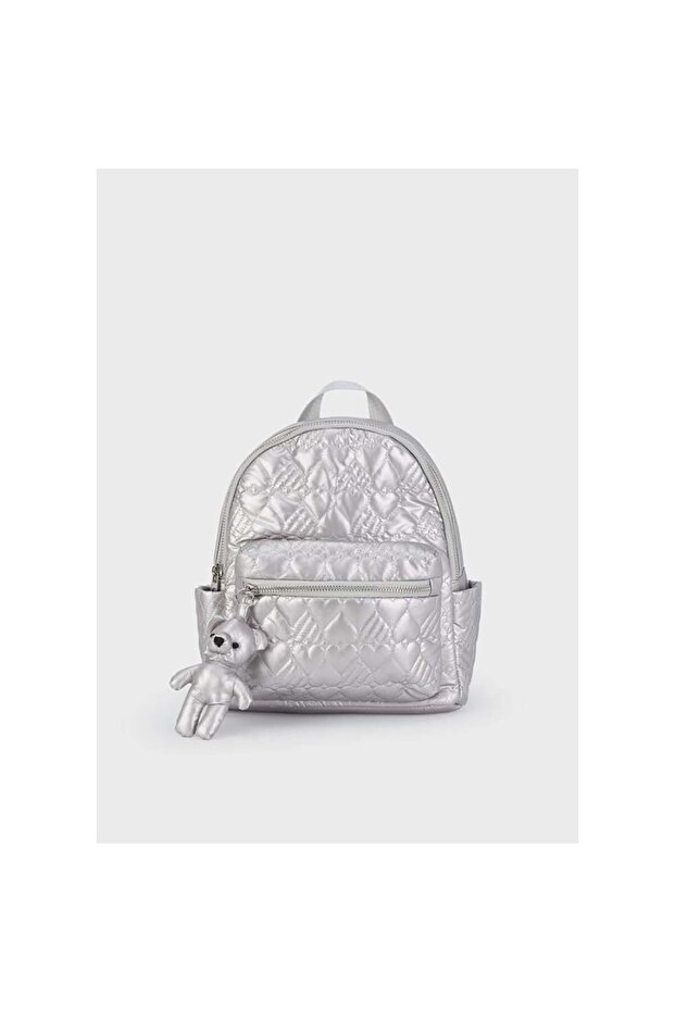 Gray Heart Patterned Backpack - 3