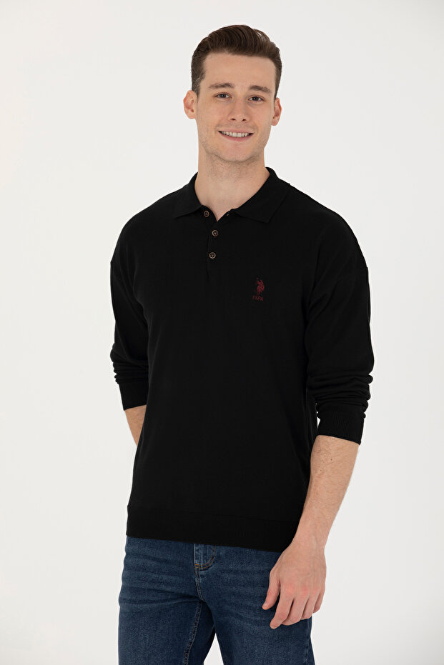 Men's Black Polo Neck Sweater 50275845-Vr046