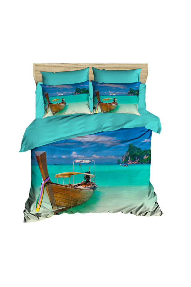 Boat View 3D Double Duvet Cover Set
