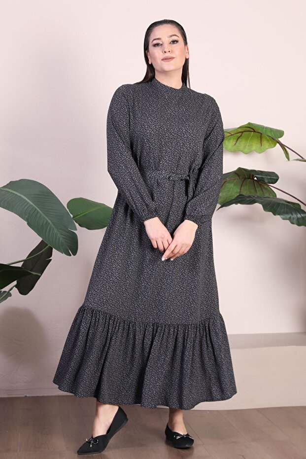 Women's Hijab Clothing Dress Plus Size Clothing Prevailing Collar Crispy Pattern Dress