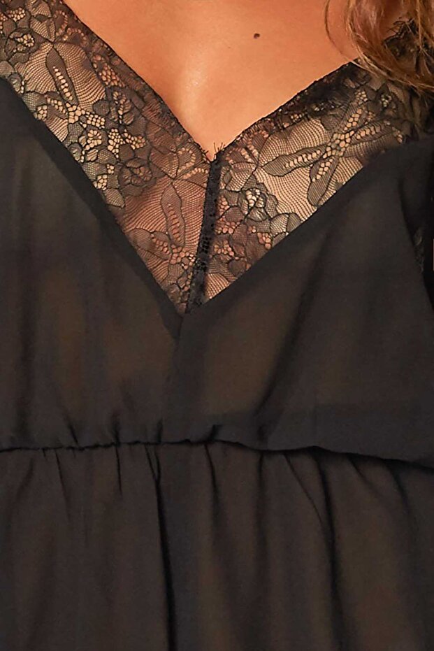 Koronkowa szyfonowa koszulka nocna - 8