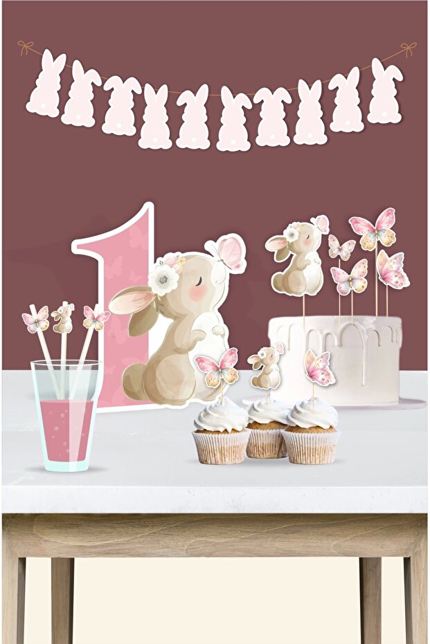Butterfly rabbit theme 1st birthday set