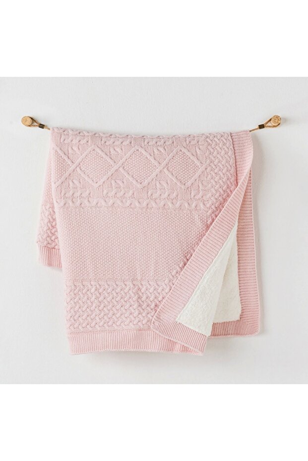 Ac24337 Knitwear Baby Blanket 95X85 Pink Melange