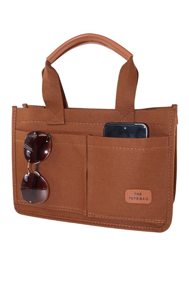 Canvas Hand and Shoulder Bag. Brown Handbag. Women's Handbag. Brown Shoulder Bag. Bag