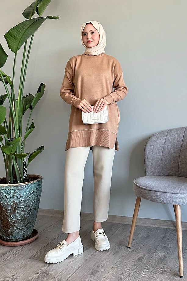 Biyeli Basic Camel Triko Kazak - 3