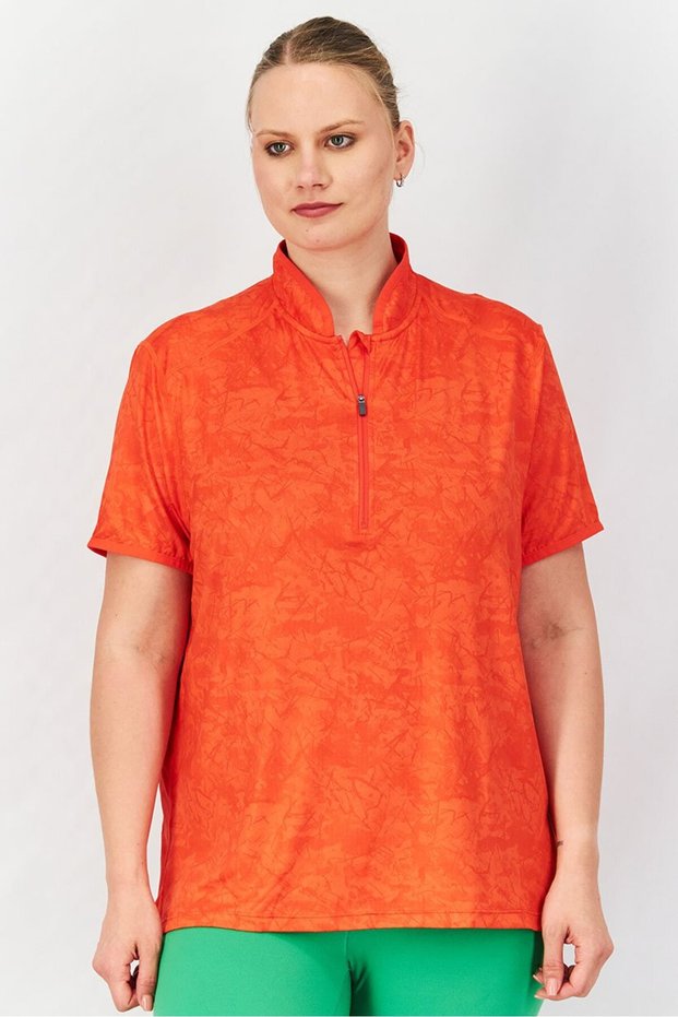 Women Sportswear Fit Short Sleeve Cycling Jersey, Orange