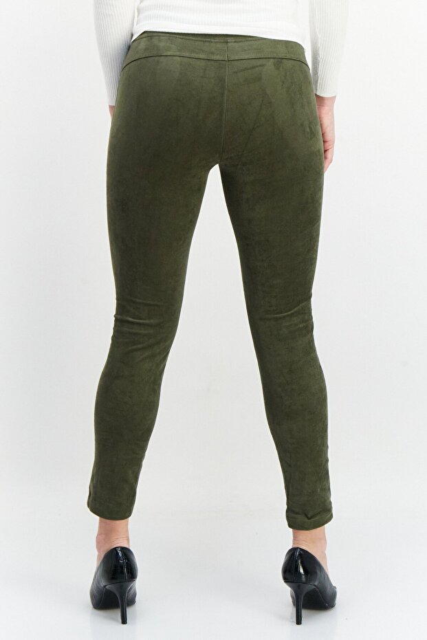 Women Regular Fit Solid Pants, Olive - 4