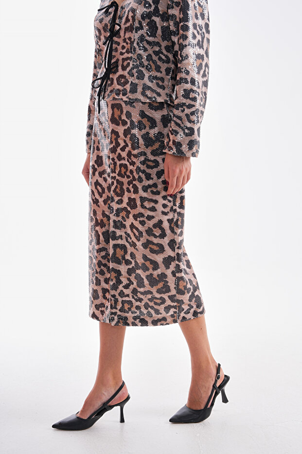 تنورة قلم رصاص منقوشة بنقشة الفهد - PLL-027 - 5