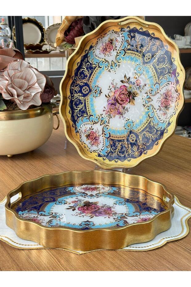 Afet-i Devran 2'li Oval Ahşap Tepsi - 4