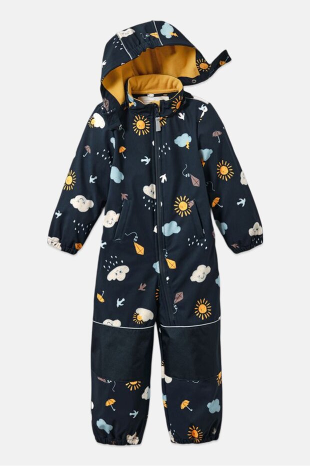 جاكيت سوفتشيل مطبوع بالكامل للأولاد الصغار، أزرق داكن - 2