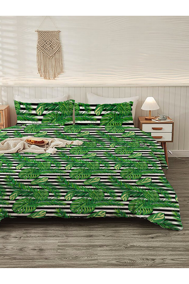 طقم غطاء لحاف مزدوج منقوش حديث مقاس 200 × 220 سم مكون من قطعتين مقاس 50 × 70 سم