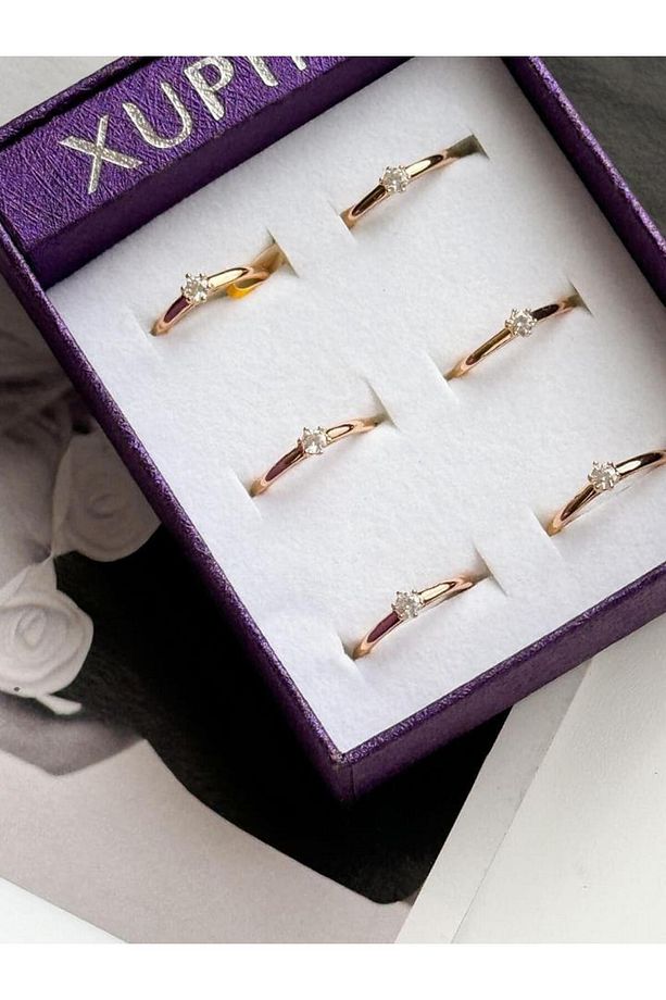 Xuping Gold Zirkon Taşlı Minimal Numaralı Yüzük (17 Numara) - 1