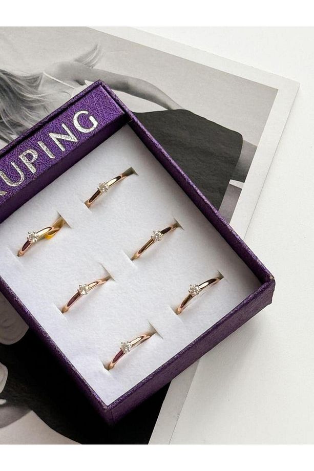 Xuping Gold Zirkon Taşlı Minimal Numaralı Yüzük (17 Numara) - 5