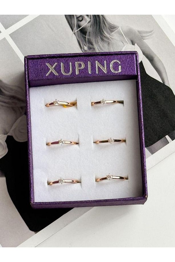 Xuping Gold Zirkon Taşlı Minimal Numaralı Yüzük (17 Numara) - 2