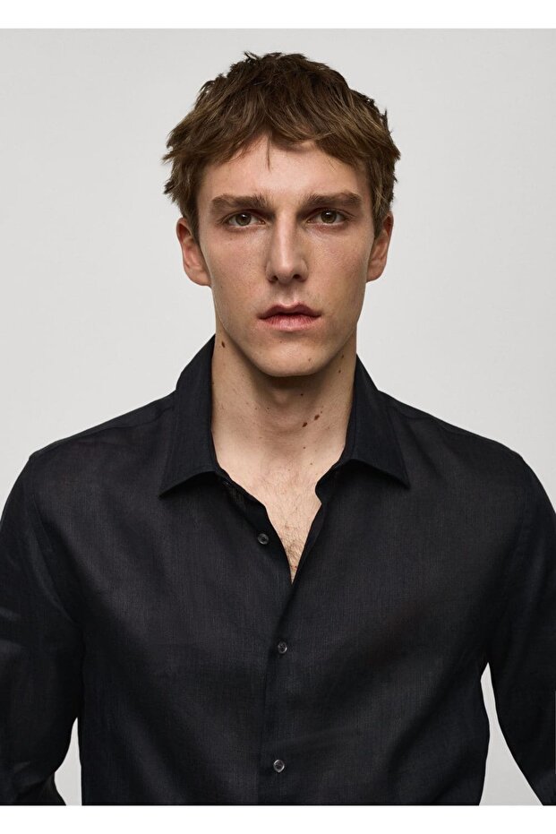 %100 keten regular kesim gömlek - 6