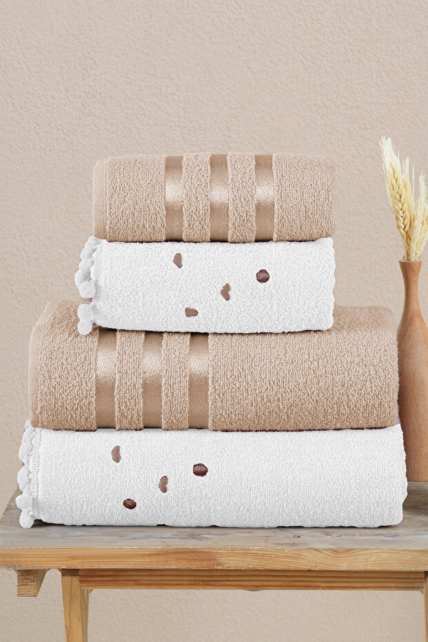 Luxury Cotton Heart Pompom Bath Towel Set Bath Set
