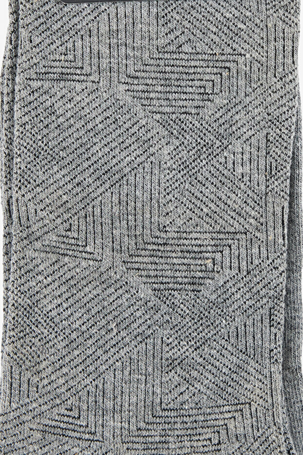 Men's Grey-Black Patterned Single Socks - 2