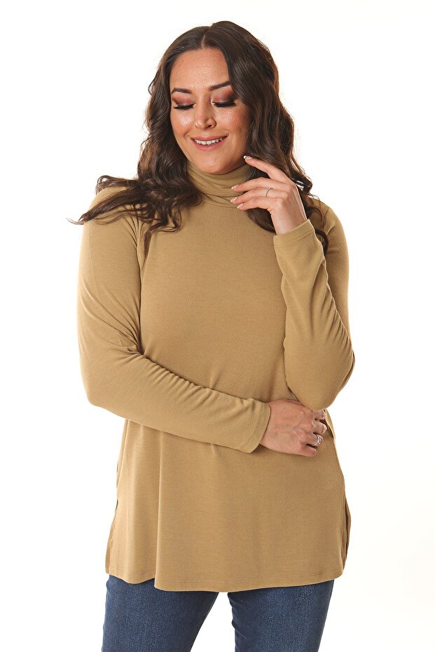 Balıkçı Yaka Bej Triko - 4