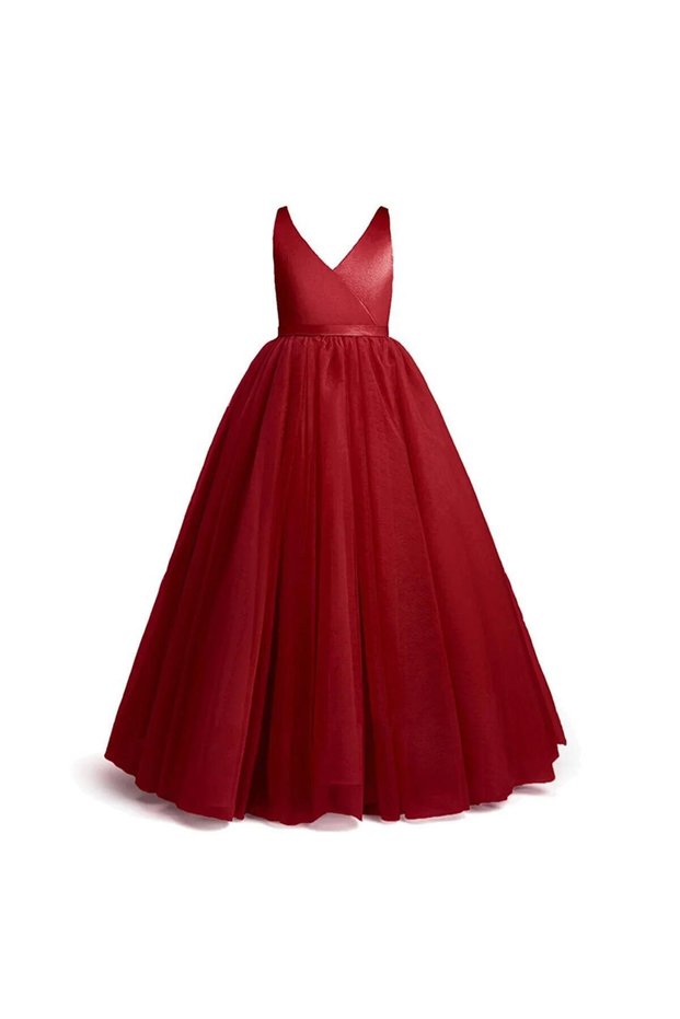 Loire Cross Model Tulle Detailed - Girls' Evening Dress - Long Skirt Girls' Dress