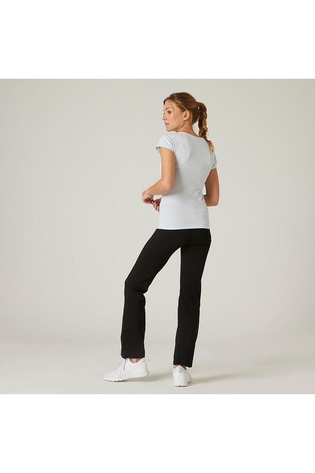 Kadın Siyah Regular Pamuklu Spor Taytı 500 - Pilates - 5