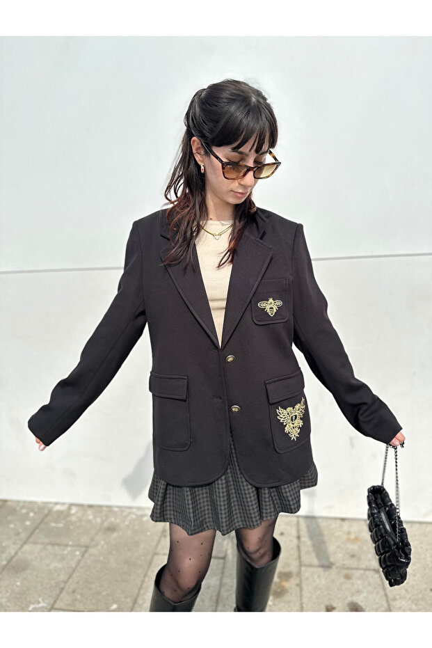 Arma Detaylı Blazer Ceket - 6