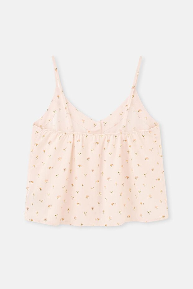 قميص بيجاما منسوج بنمط رفيع بأشرطة رفيعة باللون الأبيض الفاتح - 8