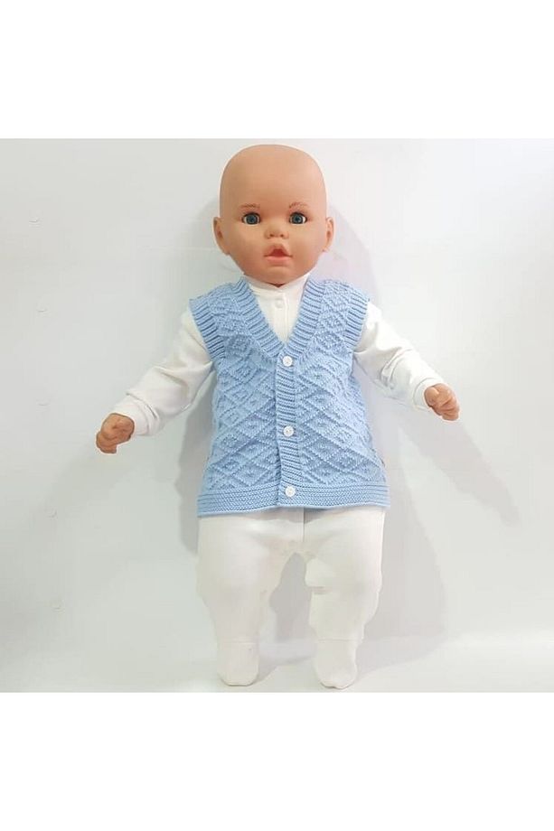 Triko Mavi Erkek Bebek Yelek - 5